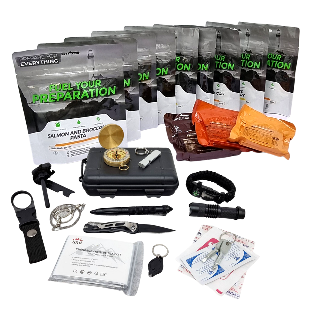 Survival Equipment and freeze dried meals