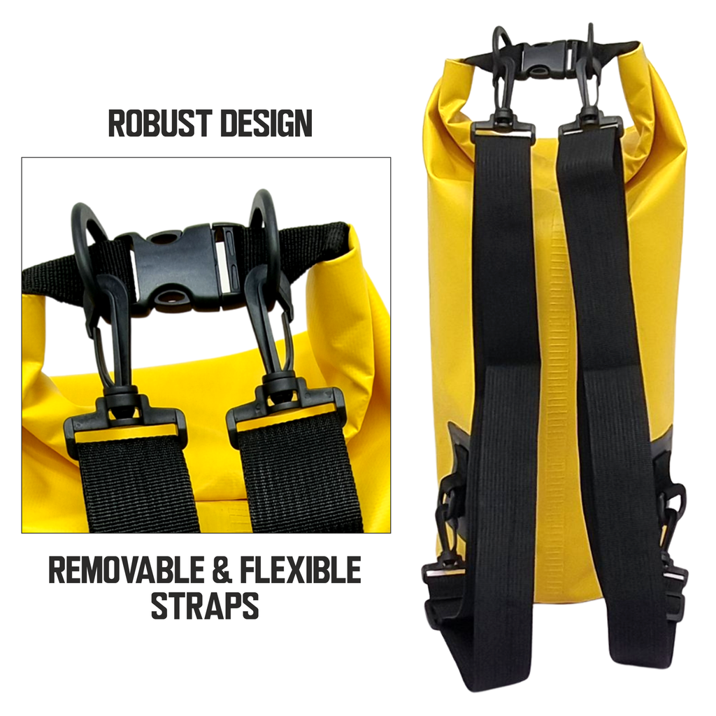 Robust dry bag with removable straps